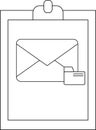 Clipboard Email Folder Icon, Outline Style. Message Management. Royalty Free Stock Photo