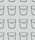 Outline style metal buckets for cleaning seamless pattern on gray background