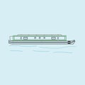 Outline Style Narrow Boat With Water Waves Vector Illustration