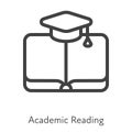 Outline style ui icons hard skill collection. Education and science. Vector black linear icon illustration. Academic reading book Royalty Free Stock Photo