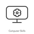 Outline style ui icons hard skill collection. Technical and IT. Vector black linear icon illustration. Computer skill monitor with Royalty Free Stock Photo