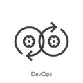 Outline style ui icons hard skill collection. Technical and IT. Vector black linear icon illustration. Devops agile cog gear wheel