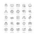 Outline style ui icons hard technical skill collection. Vector black linear icon illustration set. Programming, development and