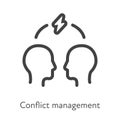 Outline style ui icons soft skill for business collection. Vector black linear illustration. Conflict management. Couple of human