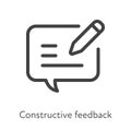 Outline style ui icons soft skill for business collection. Vector black linear illustration. Constructive feedback. Pan edit text