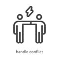 Outline style ui icons soft skill for business collection. Vector black linear illustration. Handle conflict. Two people argue