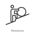 Outline style ui icons soft skill for business collection. Vector black linear illustration. Persistence. Man push boulder uphill