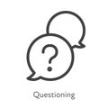 Outline style ui icons soft skill for business collection. Vector black linear illustration. Questioning. Chat talk bubble with