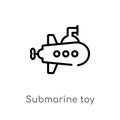 outline submarine toy vector icon. isolated black simple line element illustration from toys concept. editable vector stroke Royalty Free Stock Photo