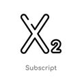 outline subscript vector icon. isolated black simple line element illustration from signs concept. editable vector stroke