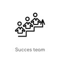 outline succes team vector icon. isolated black simple line element illustration from people concept. editable vector stroke