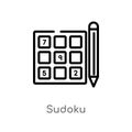 outline sudoku vector icon. isolated black simple line element illustration from free time concept. editable vector stroke sudoku Royalty Free Stock Photo