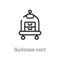 outline suitcase cart vector icon. isolated black simple line element illustration from transport concept. editable vector stroke