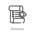 outline summary vector icon. isolated black simple line element illustration from technology concept. editable vector stroke