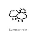 outline summer rain vector icon. isolated black simple line element illustration from weather concept. editable vector stroke Royalty Free Stock Photo