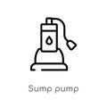 outline sump pump vector icon. isolated black simple line element illustration from furniture and household concept. editable Royalty Free Stock Photo