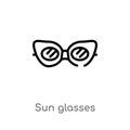 outline sun glasses vector icon. isolated black simple line element illustration from brazilia concept. editable vector stroke sun Royalty Free Stock Photo