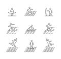 Outline surfing icons set
