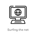 outline surfing the net vector icon. isolated black simple line element illustration from computer concept. editable vector stroke