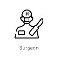 outline surgeon vector icon. isolated black simple line element illustration from job profits concept. editable vector stroke