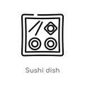 outline sushi dish vector icon. isolated black simple line element illustration from food concept. editable vector stroke sushi Royalty Free Stock Photo