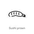 outline sushi prawn vector icon. isolated black simple line element illustration from food concept. editable vector stroke sushi Royalty Free Stock Photo