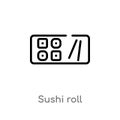 outline sushi roll vector icon. isolated black simple line element illustration from food concept. editable vector stroke sushi Royalty Free Stock Photo