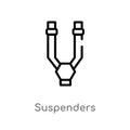 outline suspenders vector icon. isolated black simple line element illustration from fashion concept. editable vector stroke