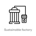 outline sustainable factory vector icon. isolated black simple line element illustration from ecology concept. editable vector