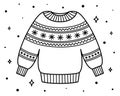 Outline Sweater with cute simple ornate. Winter wear. Isolated Christmas details.