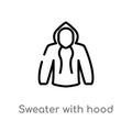 outline sweater with hood and pocket vector icon. isolated black simple line element illustration from fashion concept. editable