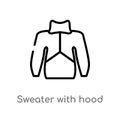 outline sweater with hood vector icon. isolated black simple line element illustration from fashion concept. editable vector