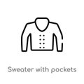 outline sweater with pockets vector icon. isolated black simple line element illustration from fashion concept. editable vector