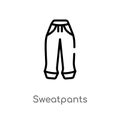 outline sweatpants vector icon. isolated black simple line element illustration from clothes concept. editable vector stroke Royalty Free Stock Photo