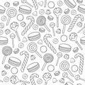 Outline sweets icons background - vector illustration.