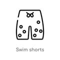 outline swim shorts vector icon. isolated black simple line element illustration from clothes concept. editable vector stroke swim Royalty Free Stock Photo