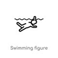 outline swimming figure vector icon. isolated black simple line element illustration from sports concept. editable vector stroke Royalty Free Stock Photo