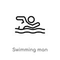 outline swimming man vector icon. isolated black simple line element illustration from sports concept. editable vector stroke
