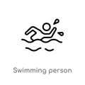 outline swimming person vector icon. isolated black simple line element illustration from summer concept. editable vector stroke