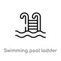 outline swimming pool ladder vector icon. isolated black simple line element illustration from summer concept. editable vector