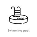 outline swimming pool vector icon. isolated black simple line element illustration from summer concept. editable vector stroke