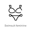 outline swimsuit feminine vector icon. isolated black simple line element illustration from woman clothing concept. editable Royalty Free Stock Photo