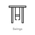 outline swings vector icon. isolated black simple line element illustration from kid and baby concept. editable vector stroke