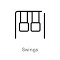outline swings vector icon. isolated black simple line element illustration from maps and flags concept. editable vector stroke