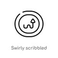 outline swirly scribbled arrow vector icon. isolated black simple line element illustration from user interface concept. editable