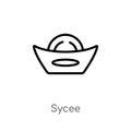 outline sycee vector icon. isolated black simple line element illustration from asian concept. editable vector stroke sycee icon