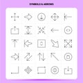 OutLine 25 Symbols & Arrows Icon set. Vector Line Style Design Black Icons Set. Linear pictogram pack. Web and Mobile Business Royalty Free Stock Photo