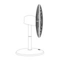 Outline of a tabletop cooling fan from black lines isolated on a white background. Side view. Vector illustration