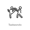 outline taekwondo vector icon. isolated black simple line element illustration from sports concept. editable vector stroke