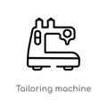 outline tailoring machine vector icon. isolated black simple line element illustration from sew concept. editable vector stroke Royalty Free Stock Photo